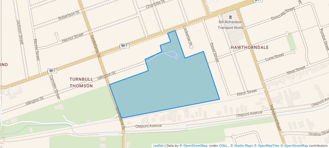 walking in Turnbull Thomson Park map in Invercargill