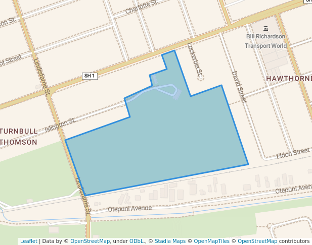 walking in Turnbull Thomson Park map in Invercargill