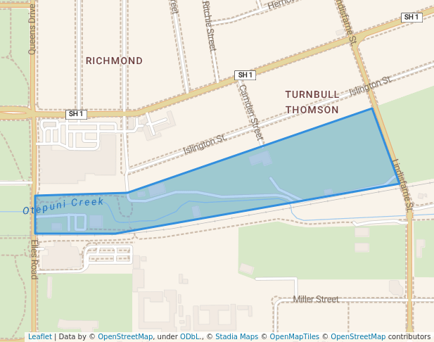 walking in Turnbull Thomson Park map in Invercargill