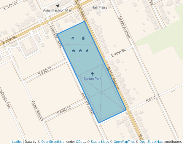 walking in Burton Park map in Erie