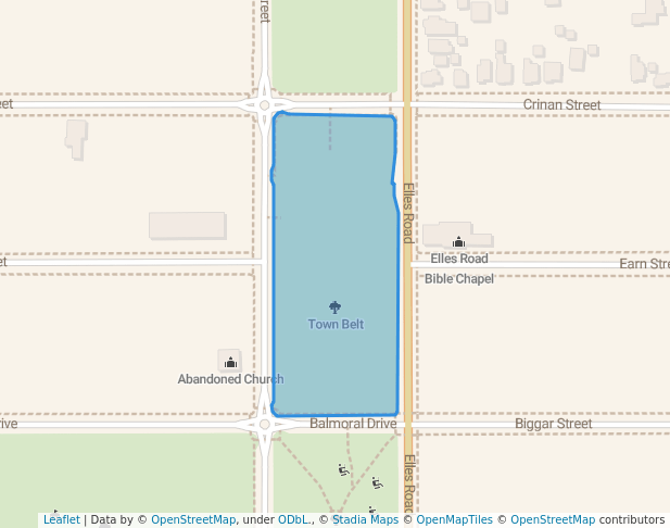 walking in Town Belt map in Invercargill