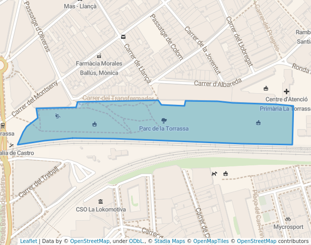 walking in Parc de la Torrassa map in L'Hospitalet de Llobregat