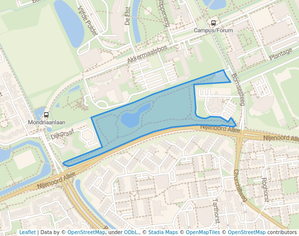 walking in De Blauwe Bergen map in Wageningen