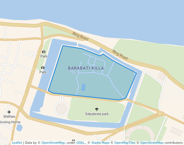 walking in Barabati Fort Park Area map in Cuttack