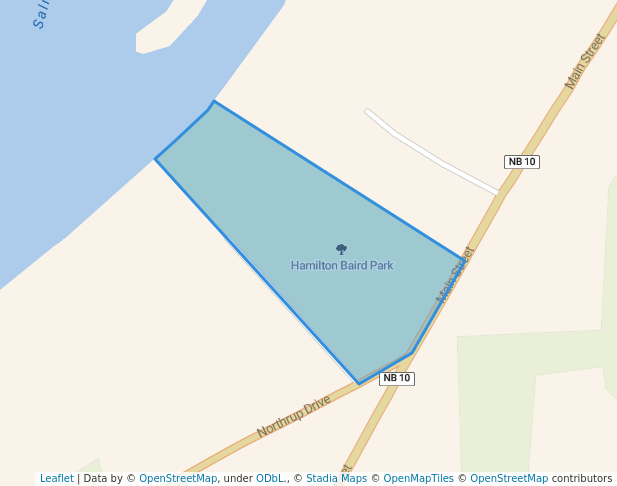 walking in Hamilton Baird Park map in Chipman