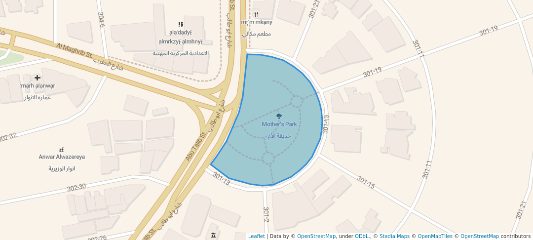 walking in حديقة الأم map in Baghdad