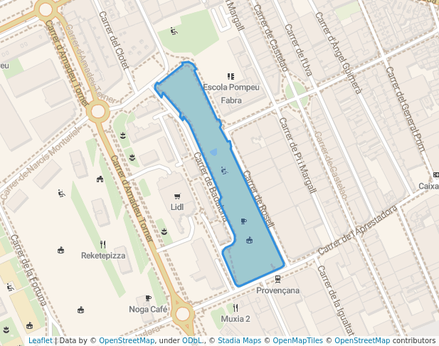 walking in Plaça de les Palmeres map in L'Hospitalet de Llobregat