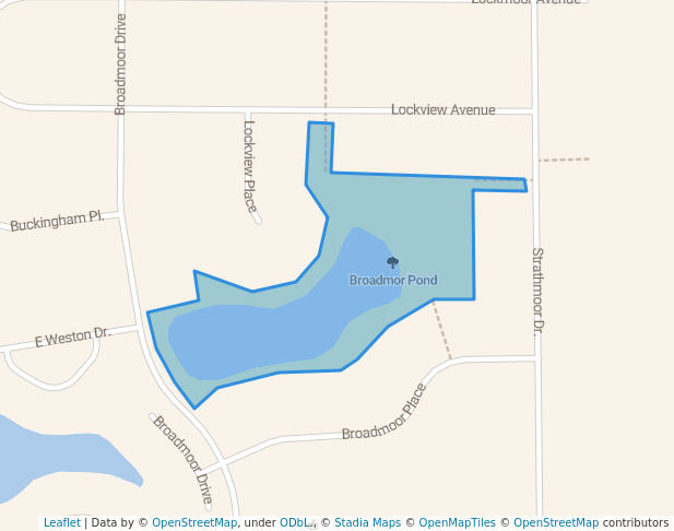 walking in Broadmor Pond map in North Liberty