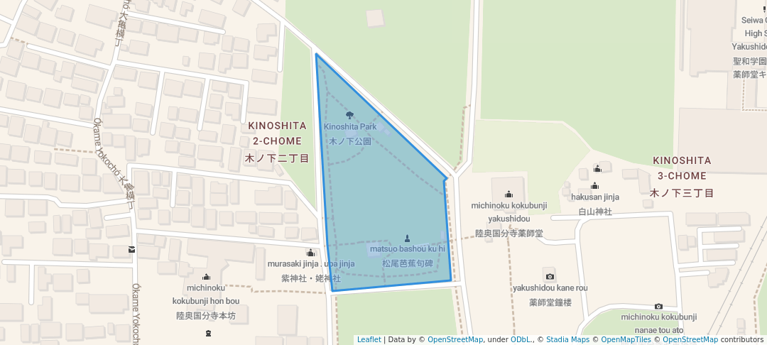 walking in Kinoshita Park map in Sendai