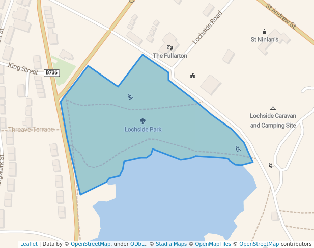 walking in Lochside Park map in Castle Douglas