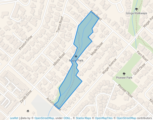 walking in Maple Park map in Umhlanga