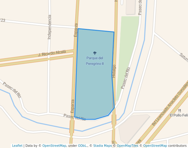 walking in Parque del Peregrino II map in Tepatitlán de Morelos