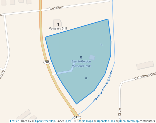 walking in Bennie Gordon Memorial Park map in Fulton