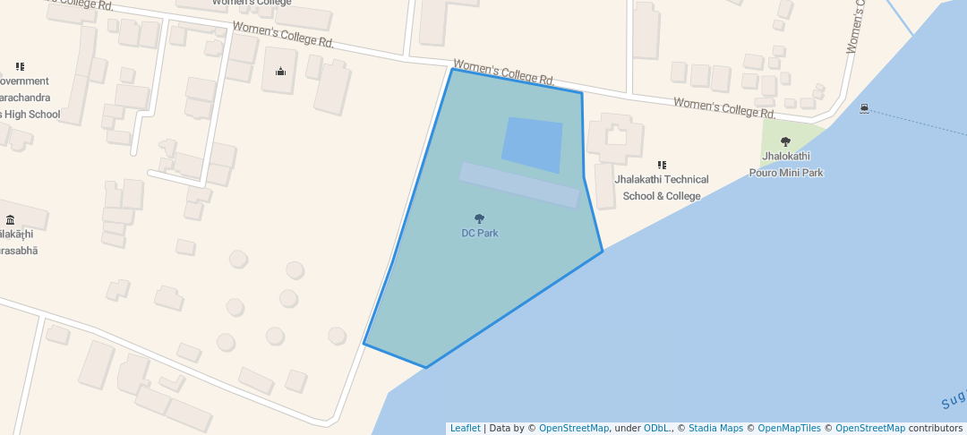 walking in DC Park map in Jhalokati