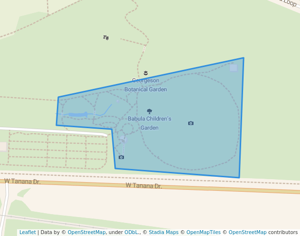 walking in Babula Children’s Garden map in Fairbanks
