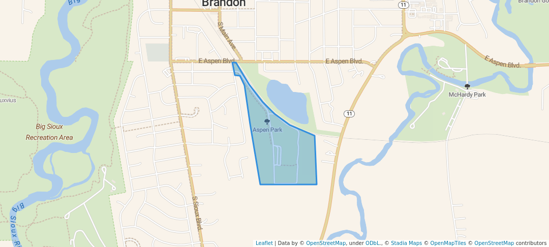 walking in Aspen Park map in Brandon