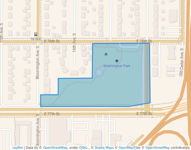 walking in Washington Park map in Richfield