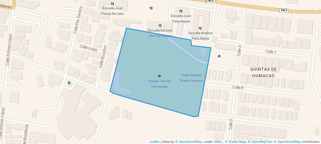 walking in Parque Jacinto Hernández map in Humacao