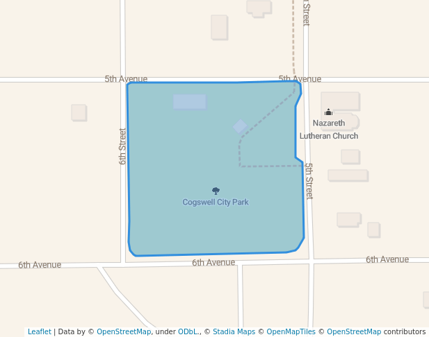 walking in Cogswell City Park map in Cogswell