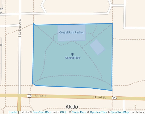 walking in Central Park map in Aledo