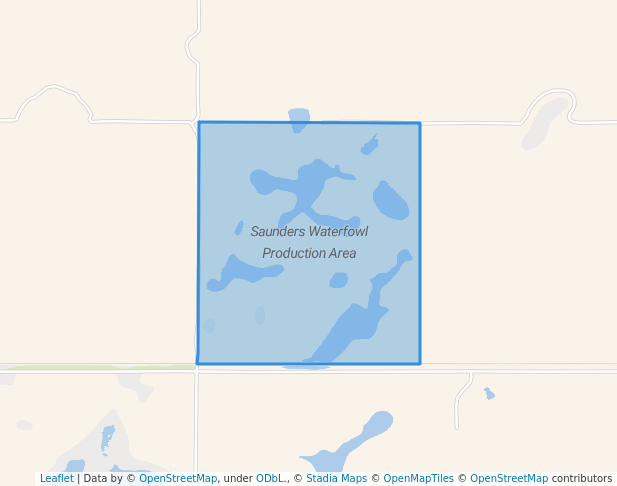 walking in Saunders Waterfowl Production Area map in Cogswell