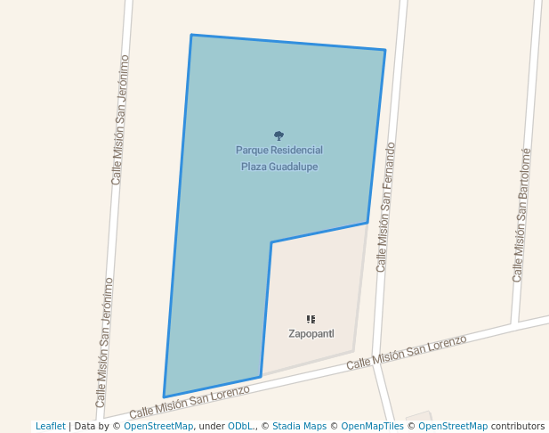 walking in Parque Residencial Plaza Guadalupe map in Zapopan