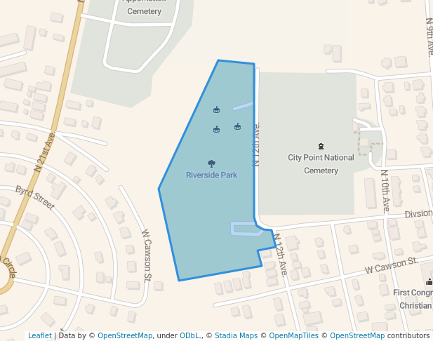 walking in Riverside Park map in Hopewell