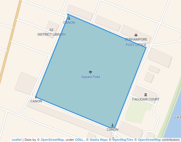 walking in Square Field map in Berhampore