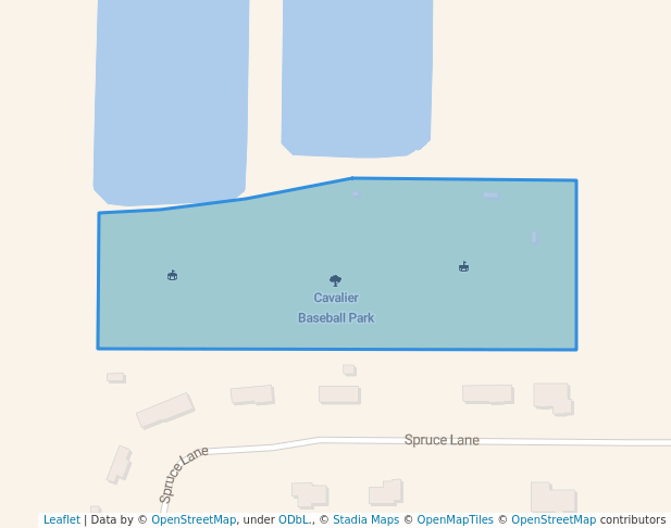 walking in Cavalier Baseball Park map in Cavalier