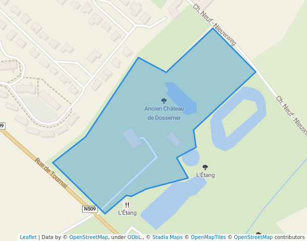 walking in Ancien Château de Dossemer map in Tournai