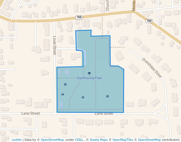 walking in Community Park map in Fort Loramie