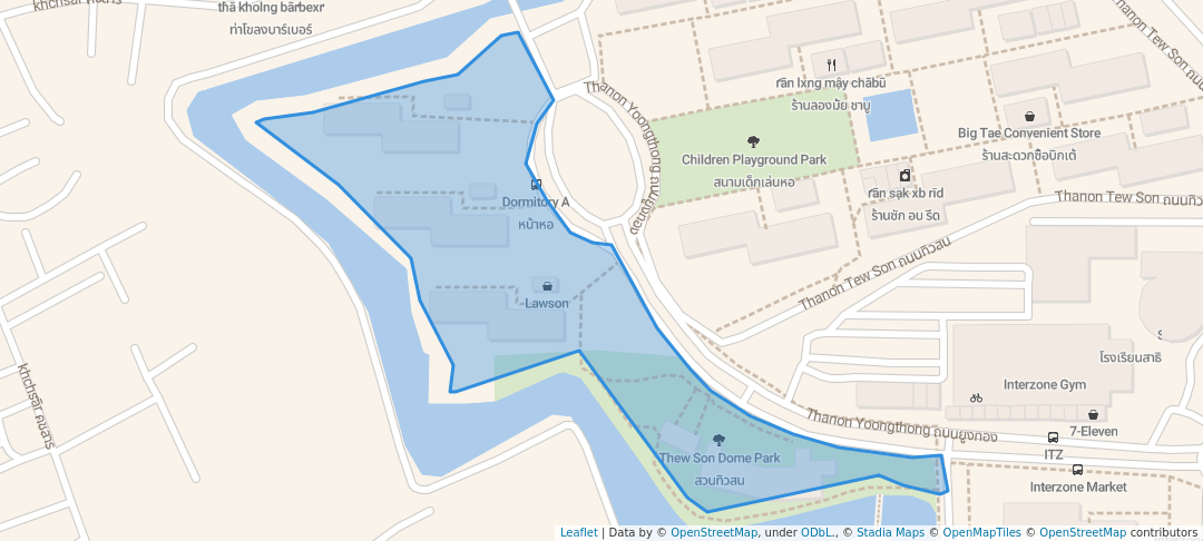 walking in Thew Son Dome Park map in Khlong Nueng