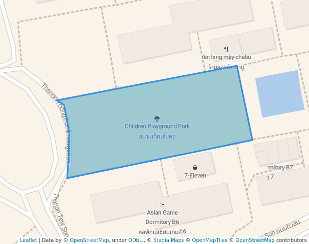 walking in Children Playground Park map in Tambon Khlong Nung