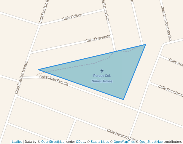 walking in Parque Col. Niños Heroes map in Heroica Matamoros