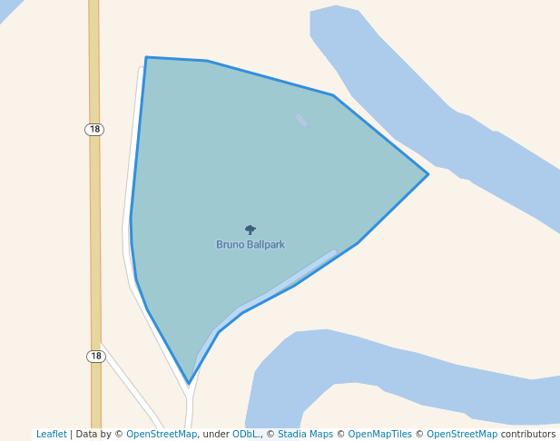 walking in Bruno Ballpark map in Neche