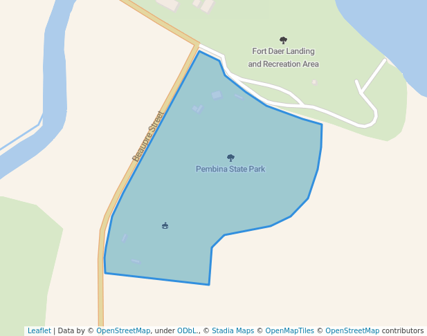 walking in Pembina State Park map in Pembina