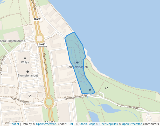 walking in Geometriparken map in Växjö