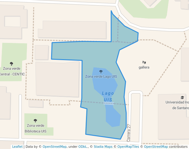 walking in Zona verde Lago UIS map in Bucaramanga