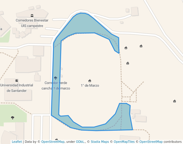 walking in Corredor verde cancha 1 de marzo map in Bucaramanga