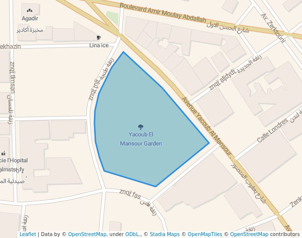 walking in Yacoub El Mansour Garden map in Meknès