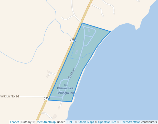 walking in Kleinke County Park map in Menominee