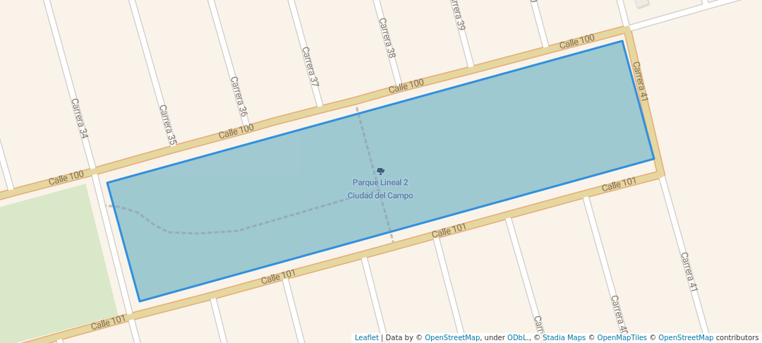 walking in Parque Lineal 2 Ciudad del Campo map in Cali