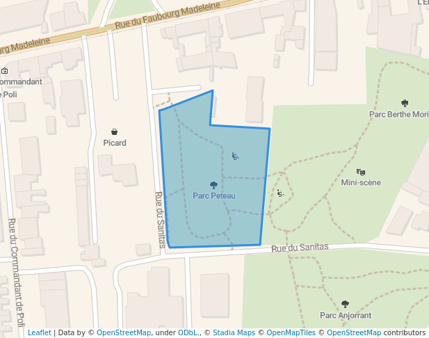 walking in Parc Peteau map in Orléans