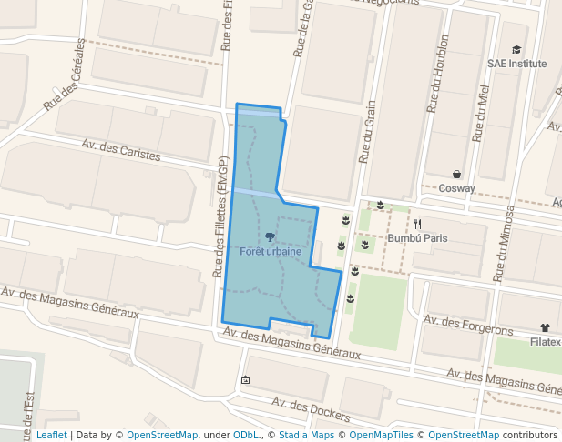 walking in Forêt urbaine map in Aubervilliers