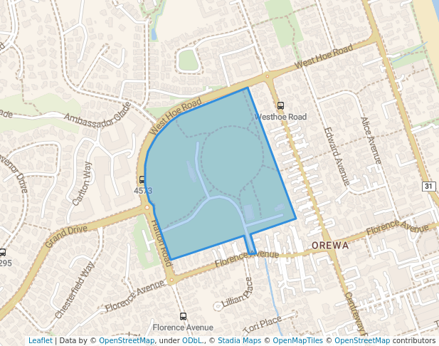 walking in Victor Eaves Park map in Orewa