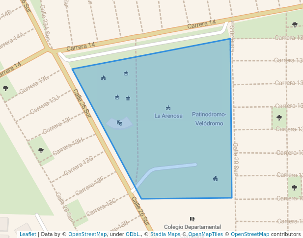 walking in Parque Compartir map in Soacha