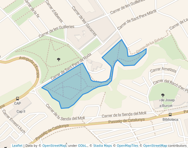 walking in Parc de Xon Ferrer map in Blanes
