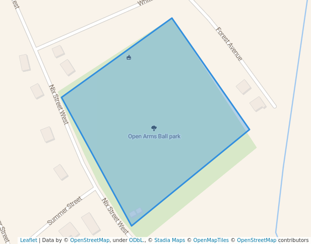 walking in Open Arms Ball park map in Hampton