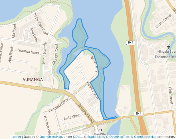walking in Bremner Esplanade Reserve map in Karaka