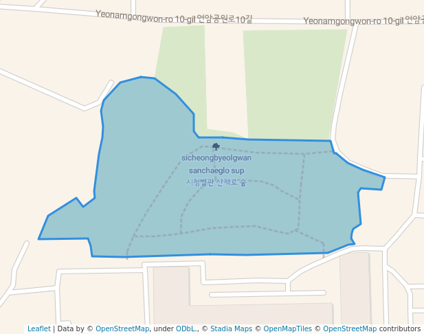 walking in 시청별관 산책로 숲 map in Daegu